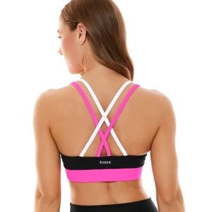 Brand new KDEer Criss Cross sports bra in pink and black
